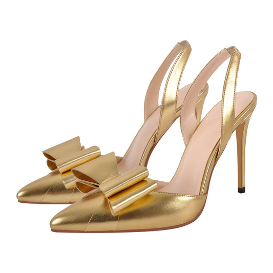 Bow Pointed Toe Slingback Stiletto Pumps