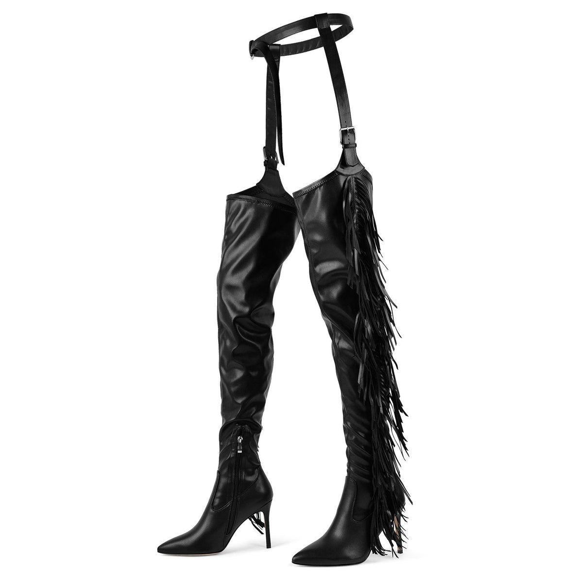 Pointed Toe Fringe Stiletto Pant Boots