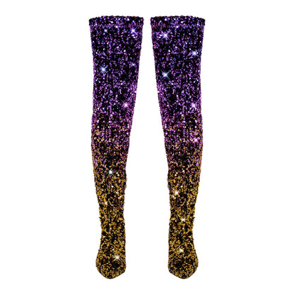Sequins Gradient Color Pointed Toe Thigh High Stiletto Boots