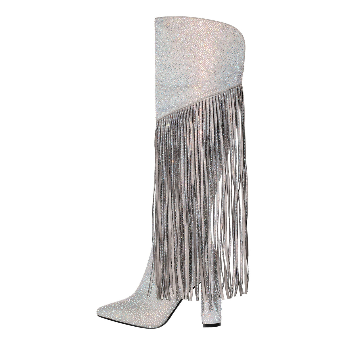 Pointed Toe Rhinestone Tassels Over The Knee Boots