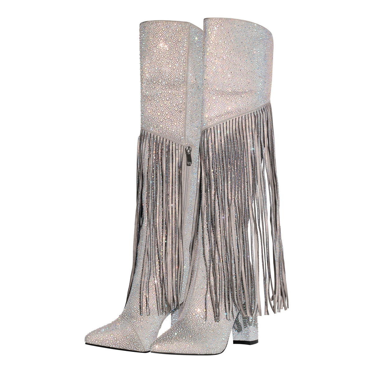 Pointed Toe Rhinestone Tassels Over The Knee Boots