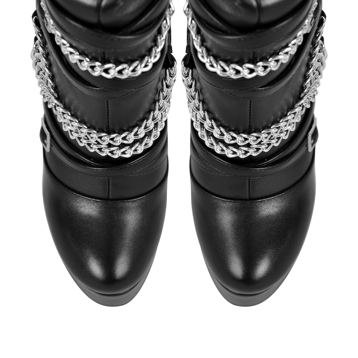 Chain Round Toe Platform Stilettos Over The Knee Boots