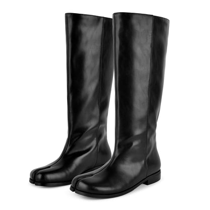 Round Toe Tabi Knee High Flat Boots