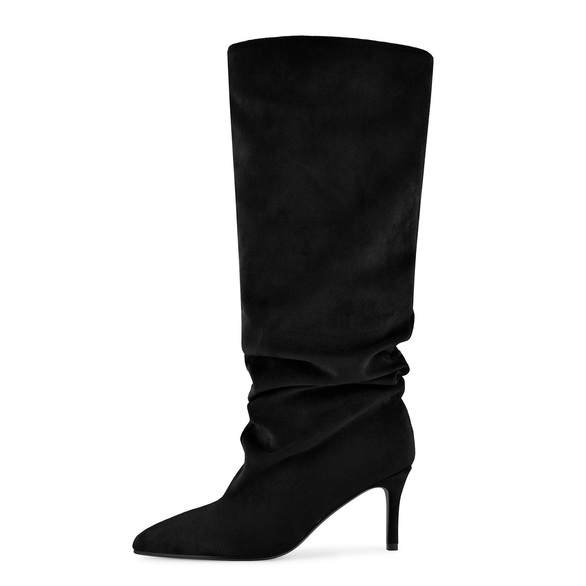 Pointed Toe Suede Slouch Knee High Boots