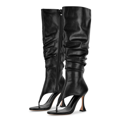 Round Toe Flip Flops Knee High Boots Sandals