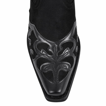 Pointed Toe Suede Knee High Western Boots