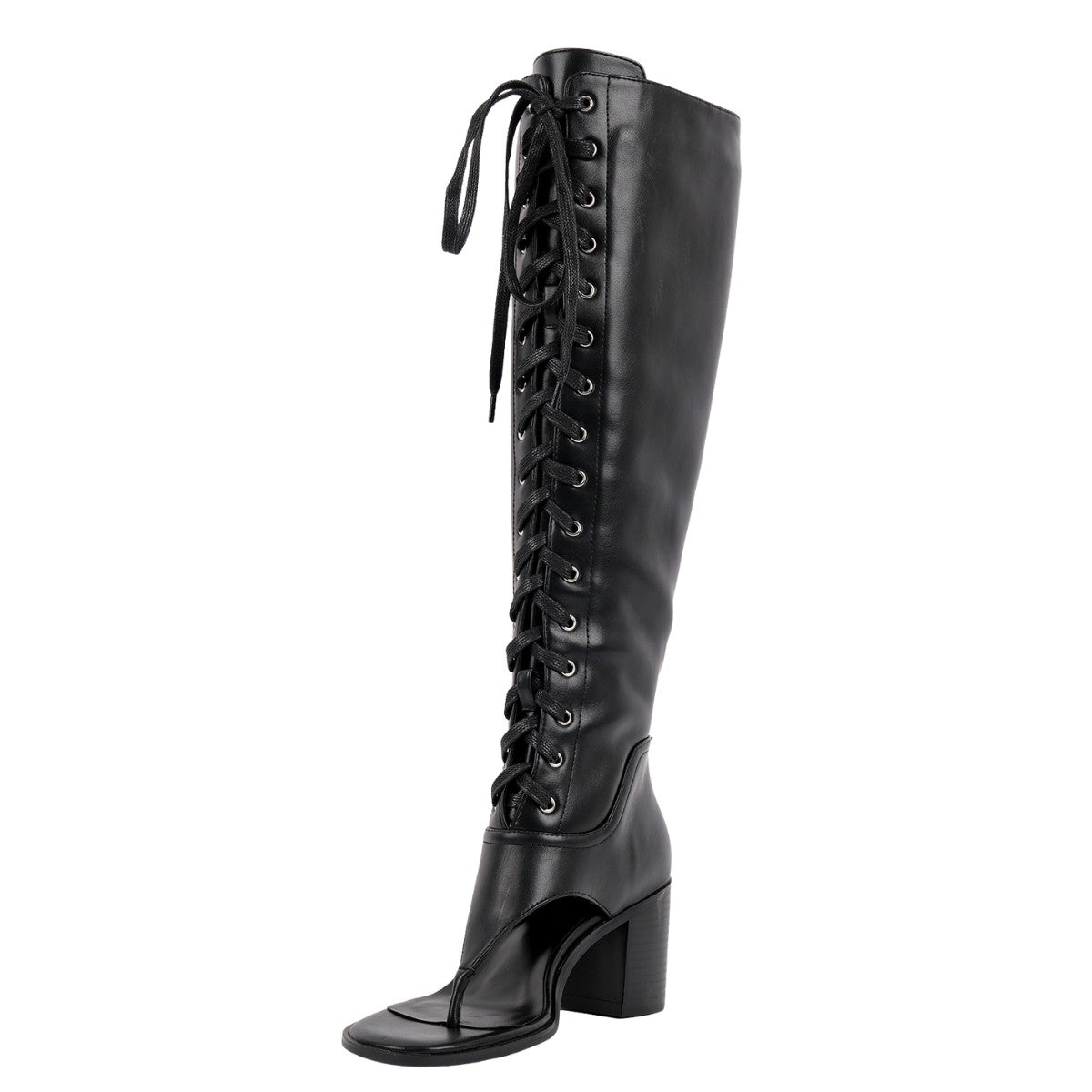 Thong Lace-up Knee High Bootie Sandals