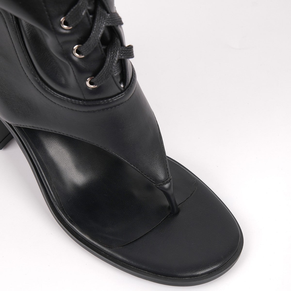 Thong Lace-up Knee High Bootie Sandals