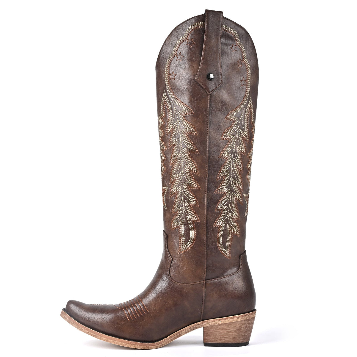 Pointed Toe Embroidery Knee High Western Boots