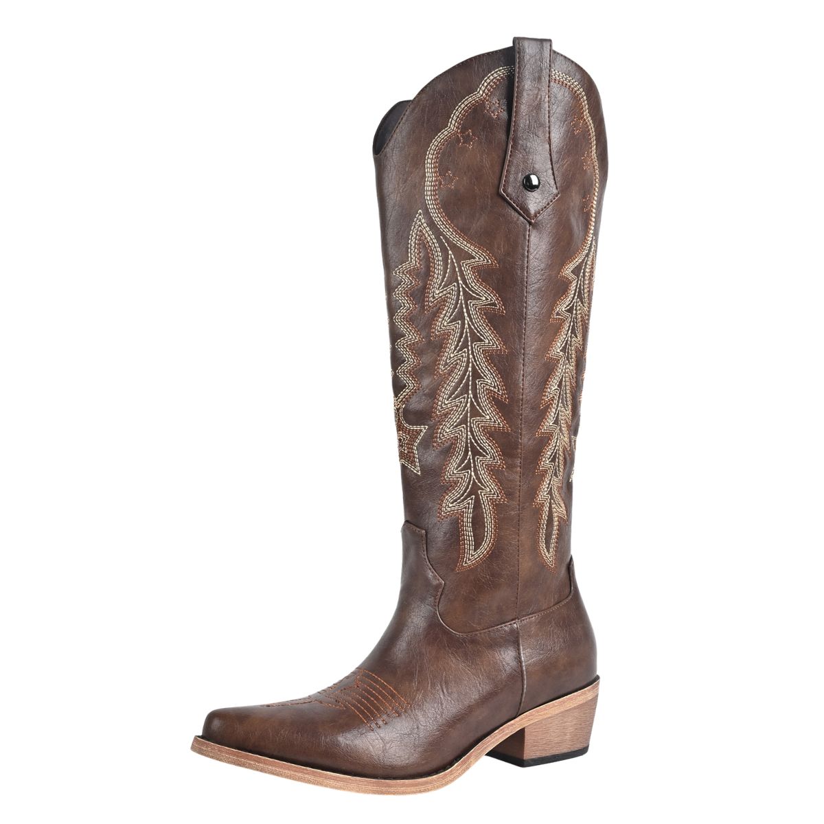 Pointed Toe Embroidery Knee High Western Boots