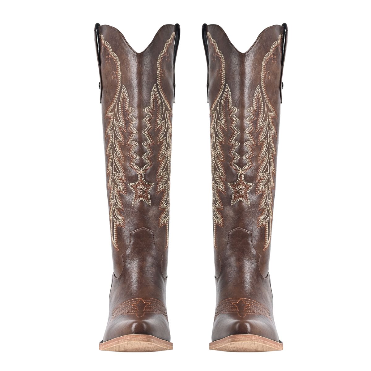 Pointed Toe Embroidery Knee High Western Boots