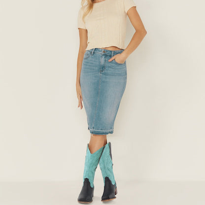 Embroidery Square Toe Split Joint Mid-Calf Western Boots