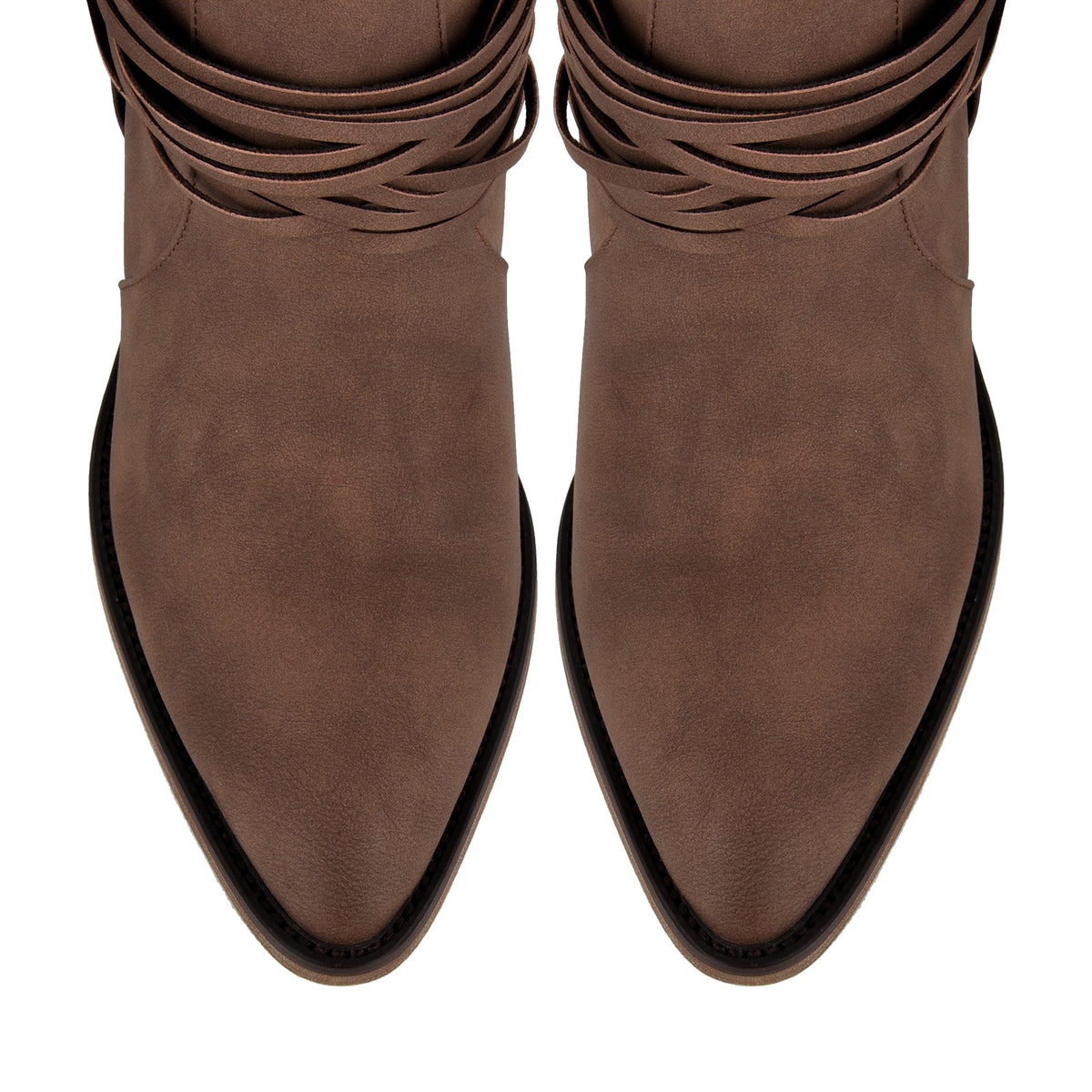 Ruched Buckle Strap Mid-Calf Western Boots