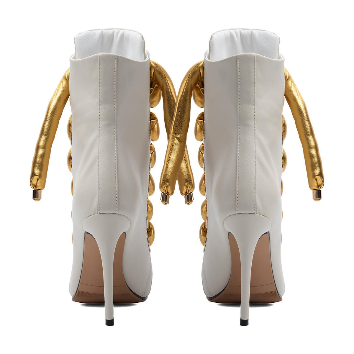 Peep Toe Thick Metallic Rope Lace-up Ankle Boots