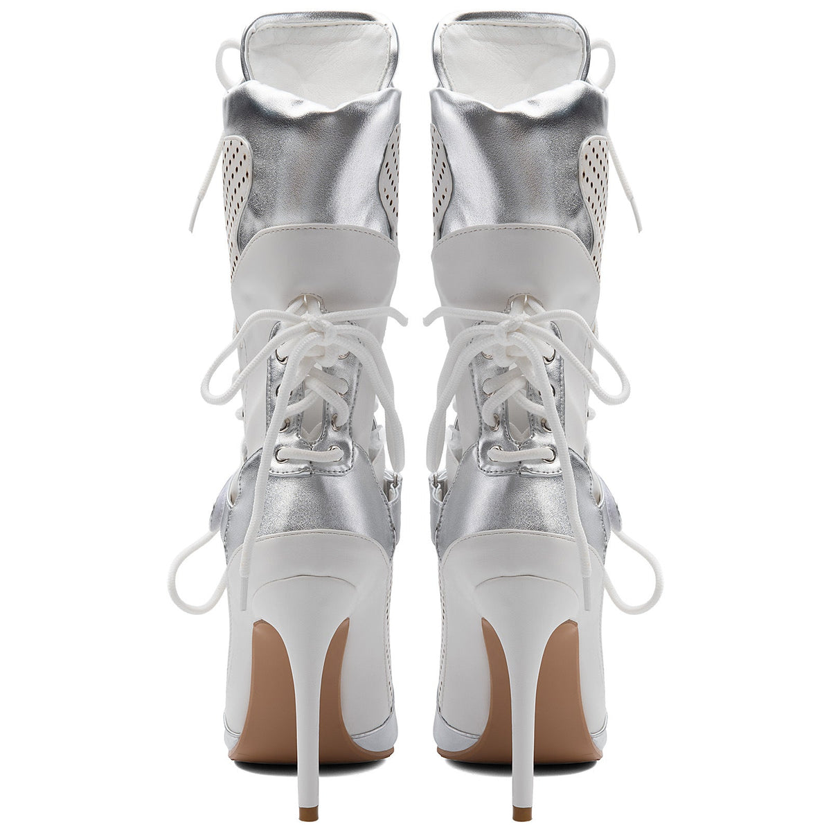 Pointed Toe Cutout Lace-up Sporty Ankle Boots