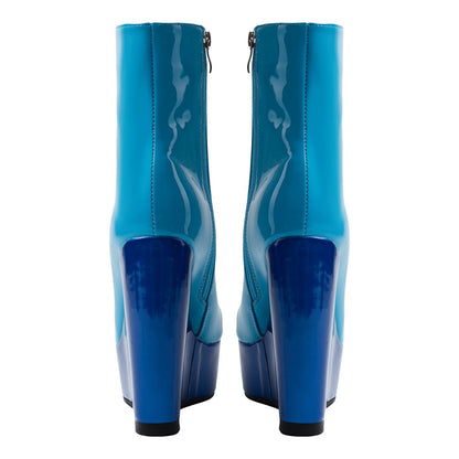 Platform Patent Leather Wedge Heel Ankle Boots