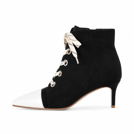 Suede Pointed Toe Lace-up Stiletto Ankle Boots