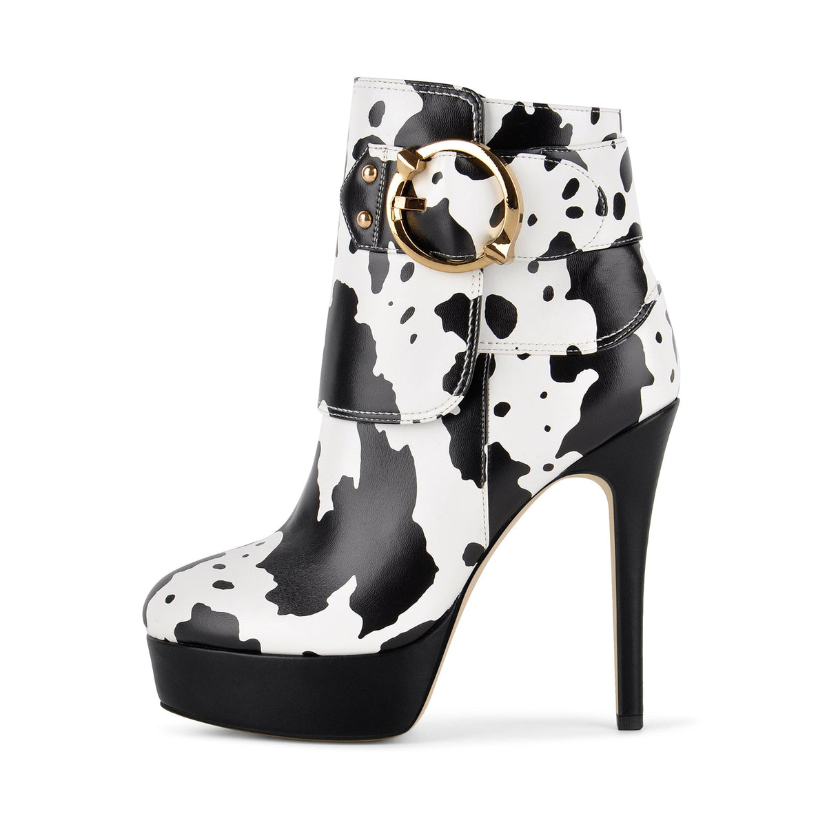 Platform Buckle Stiletto Zipper Ankle Boots
