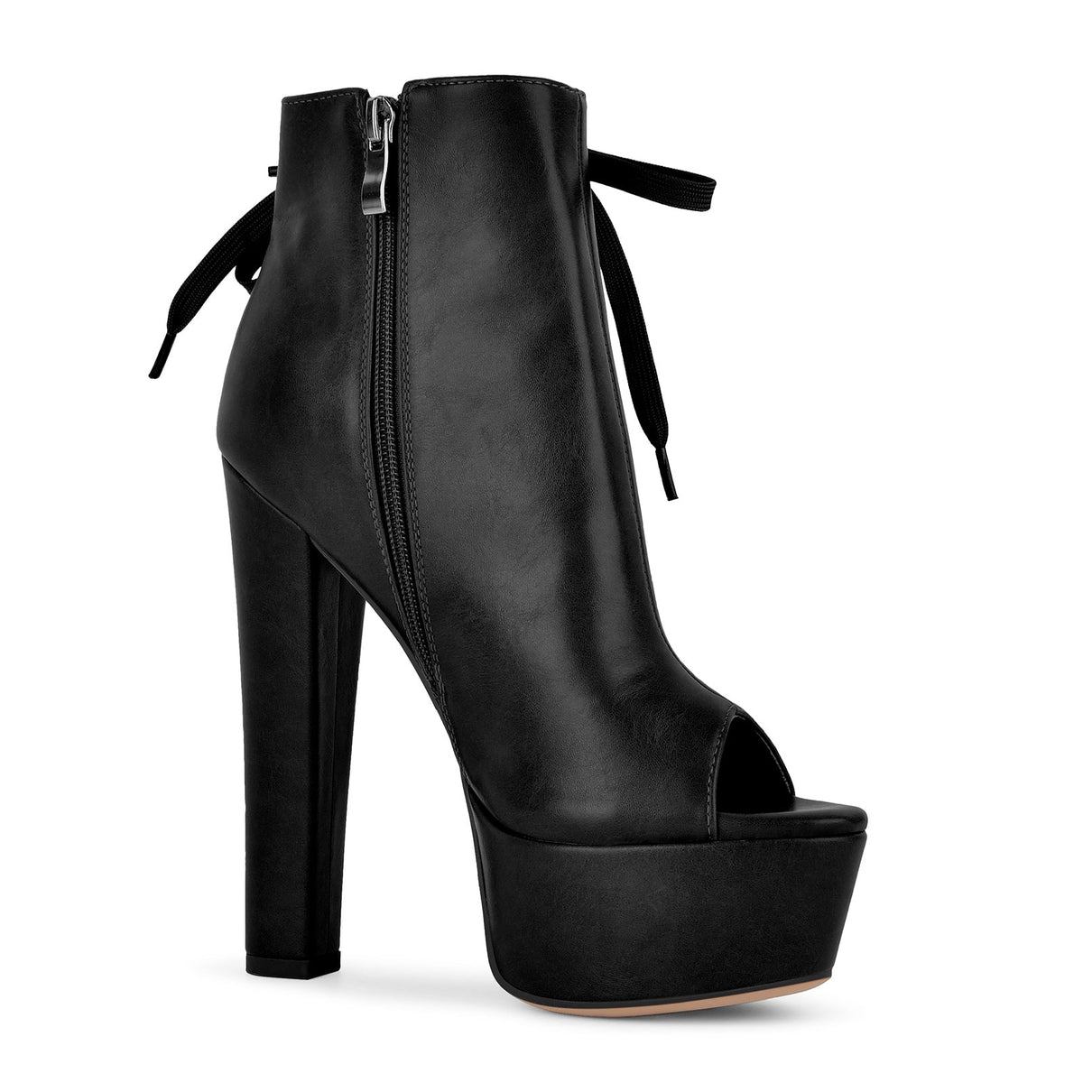 Open Toe Platform Lace-up Ankle Boots