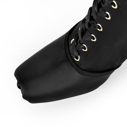 Square Toe Satin Lace-up Stiletto Ankle Boots