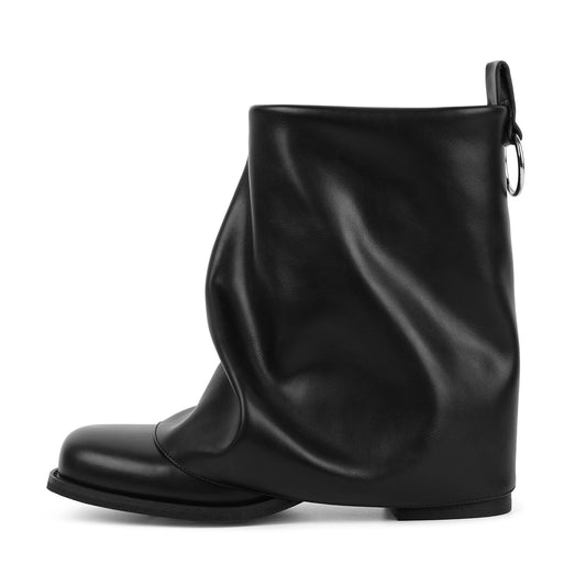 Square Toe Fold Over Chunky Heel Ankle Boots