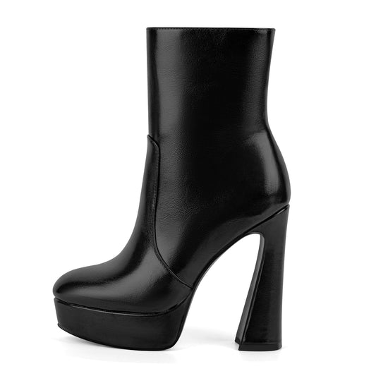 Platform Chunky Heel Zipper Ankle Boots