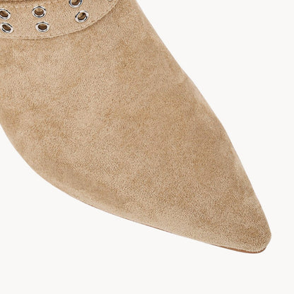 Suede Multi-Buckle Kitten Heel Ankle Boots