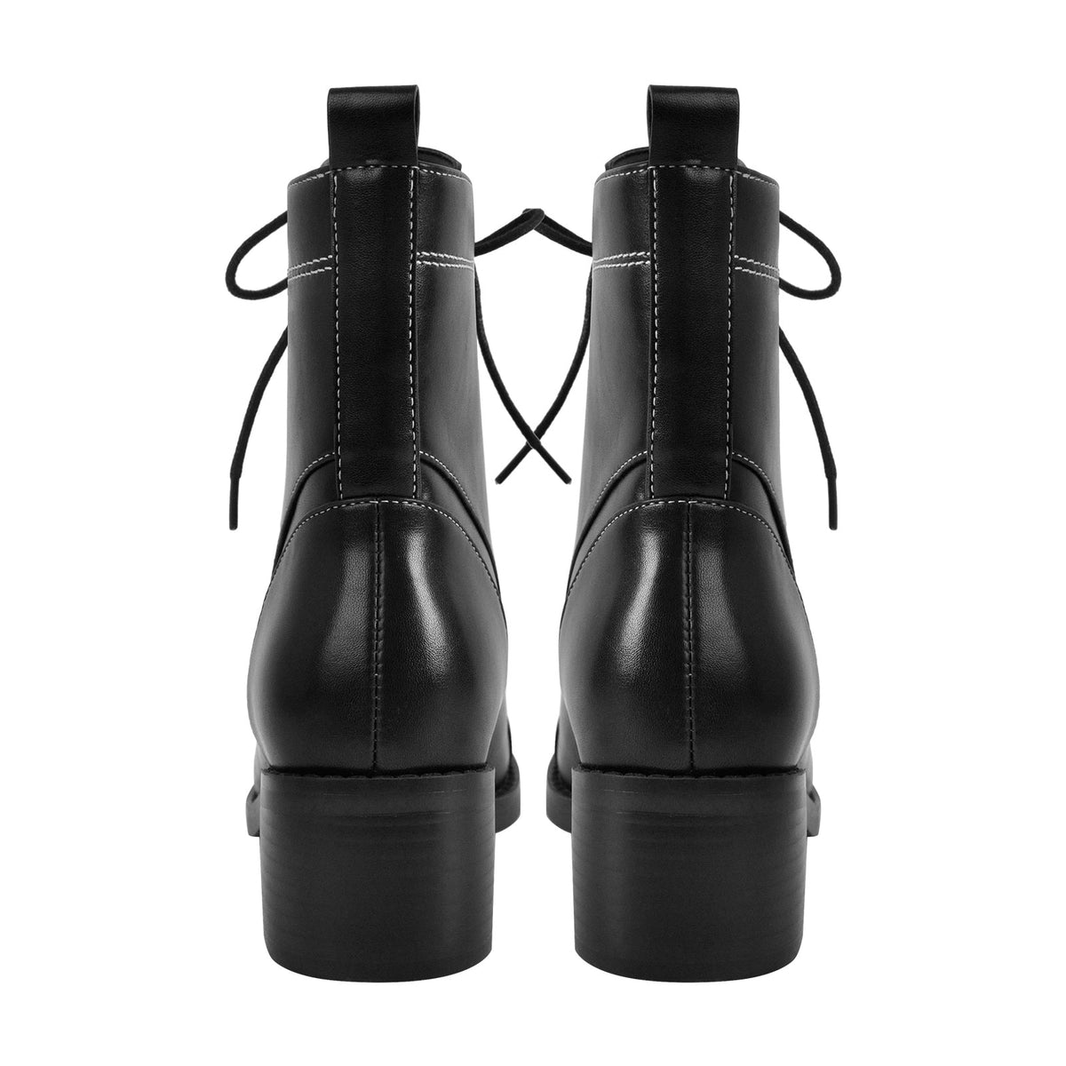 Square Toe Lace-up Chunky Heel Ankle Boots