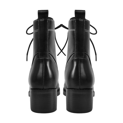 Square Toe Lace-up Chunky Heel Ankle Boots