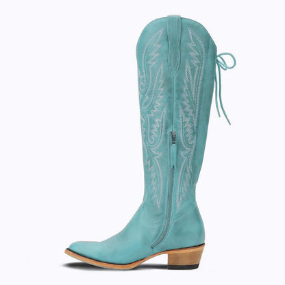 Embroidery Knee High Western Boots