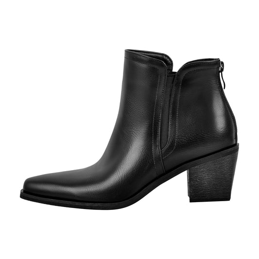 Pointed Toe Chunky Heel Western Ankle Boot