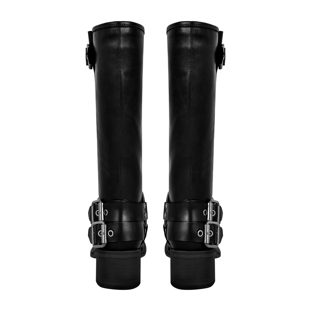 Square Toe Buckle Knee High Western Boots