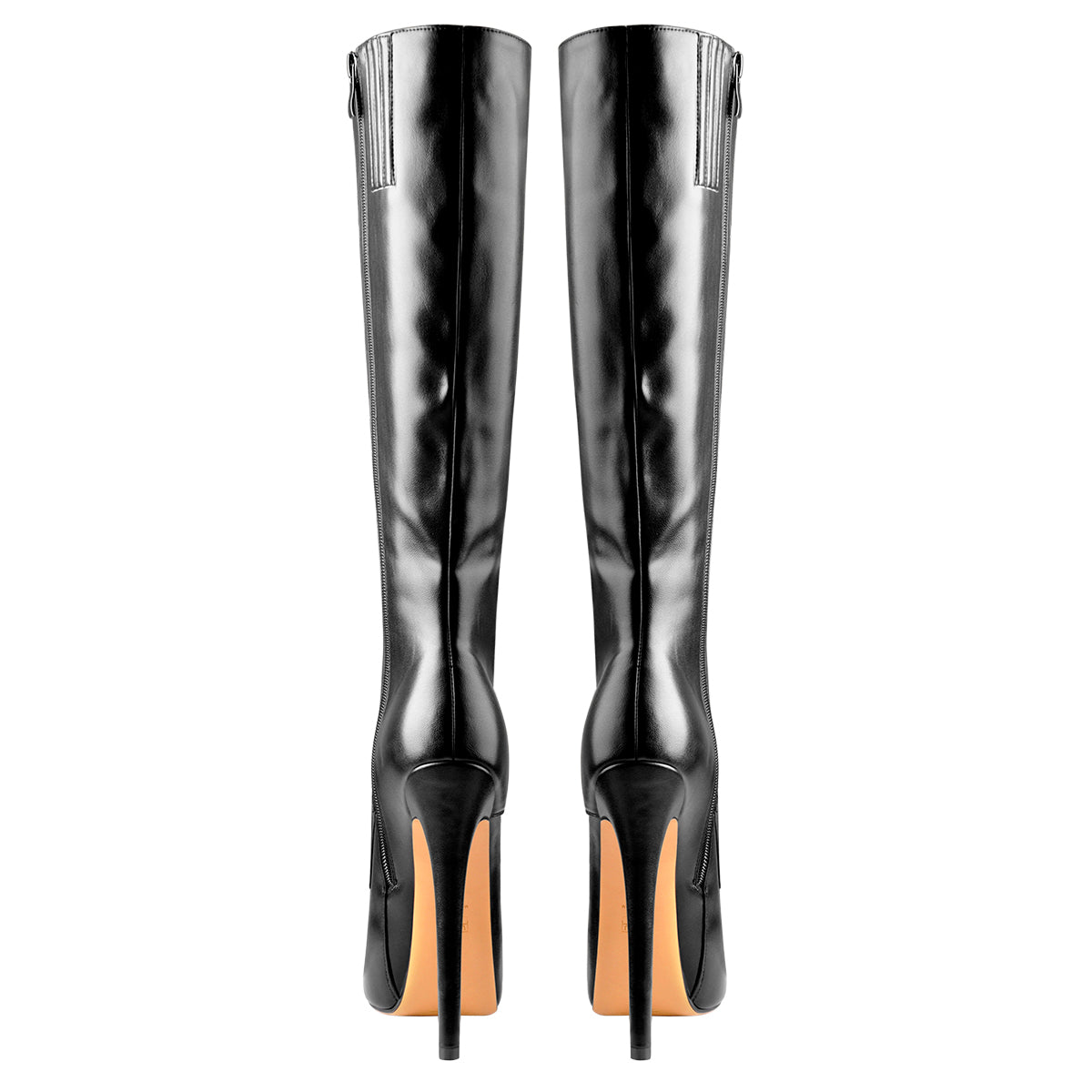 Black Platform Lace-Up Knee High Stiletto Boots