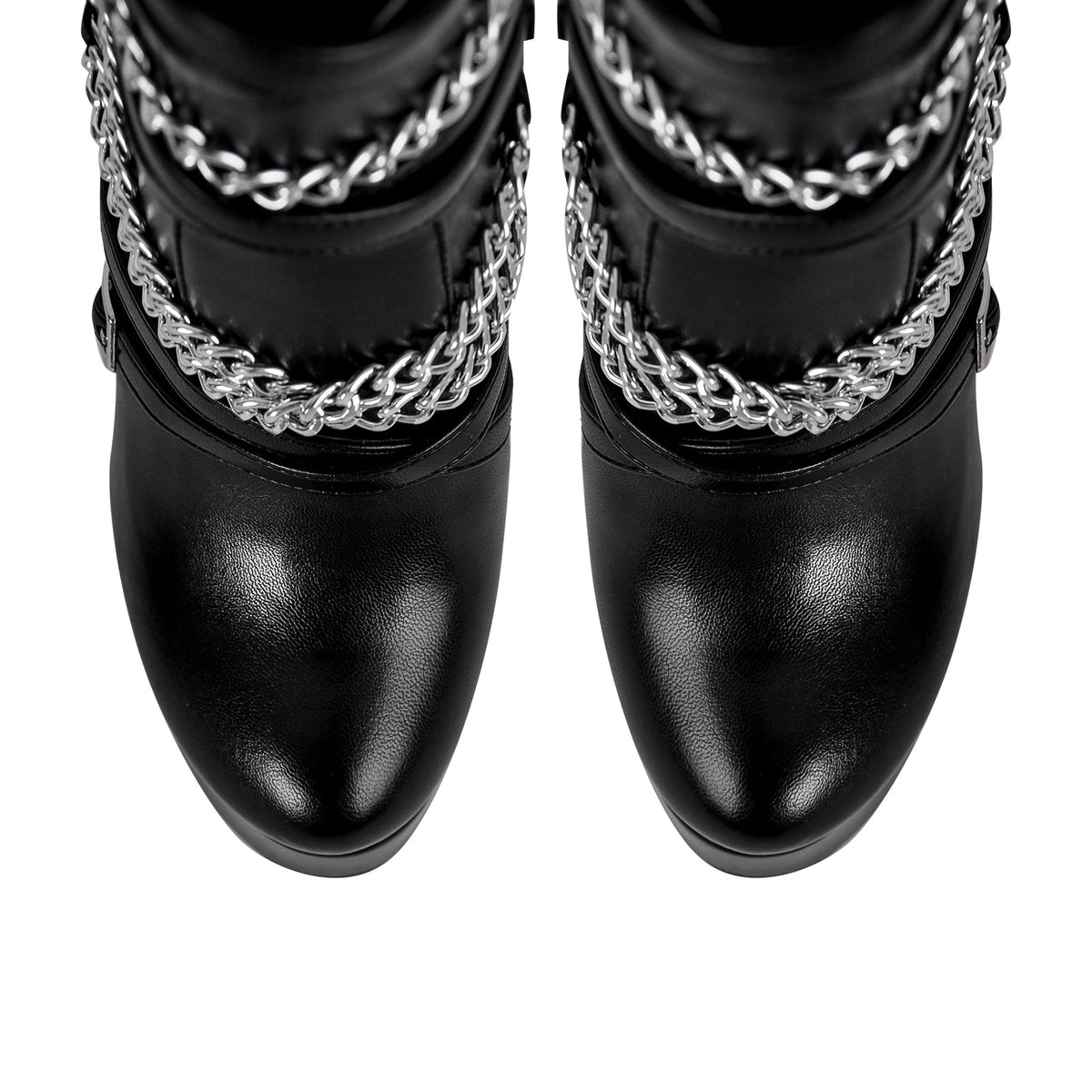 Chain Buckle Strap Platform Stiletto High Heel Boots