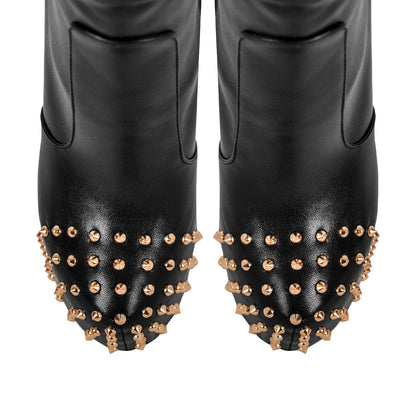Round Toe Stiletto Rivet Over The Knee Boots