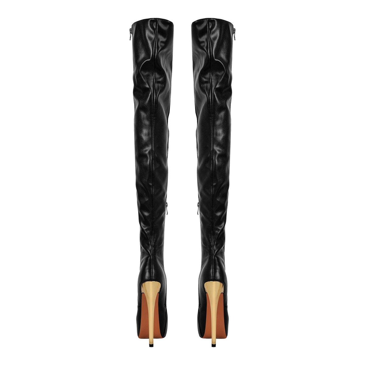 Black Side Zipper Stiletto Over The Knee Boots