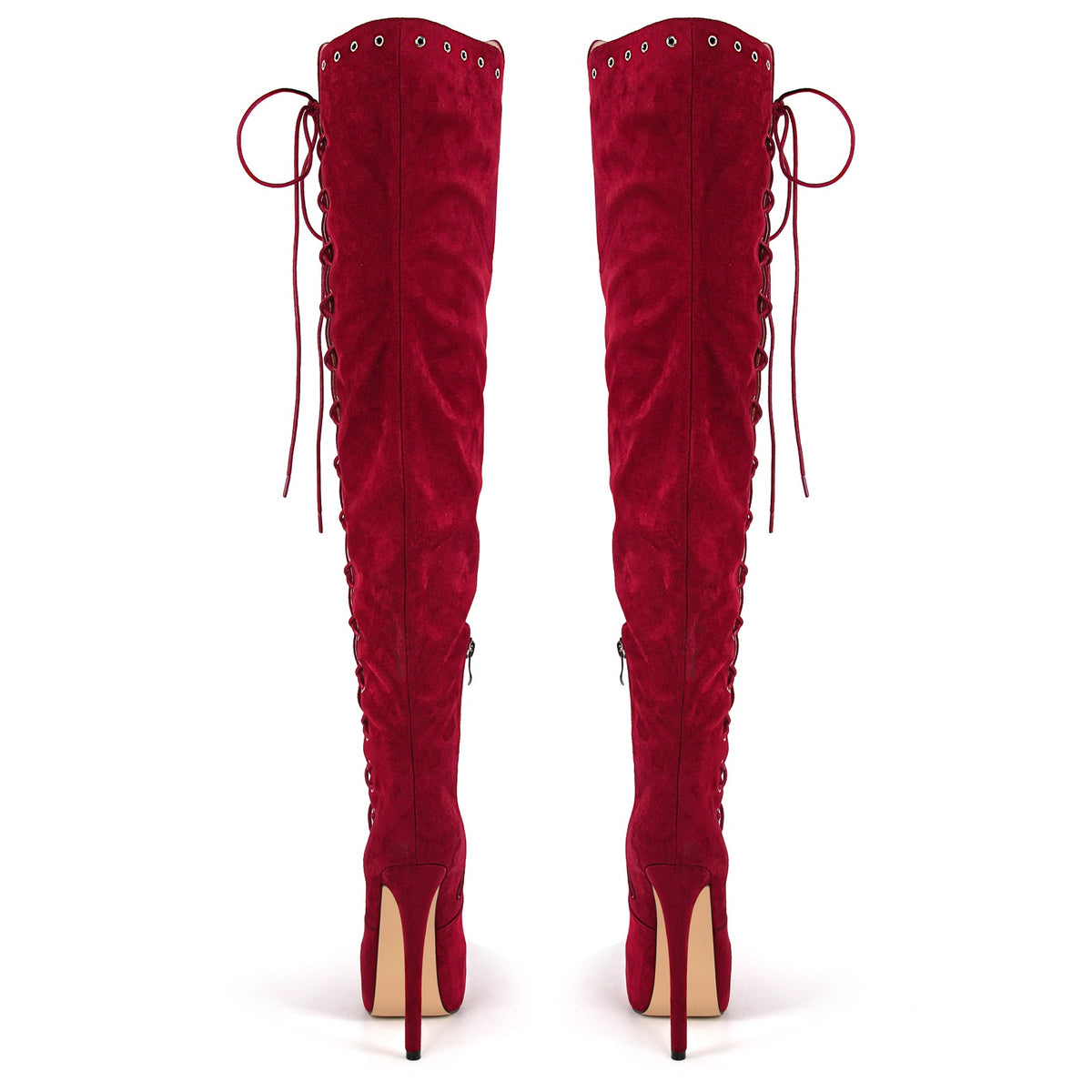 Platform Suede Lace-up Over The Knee Boots