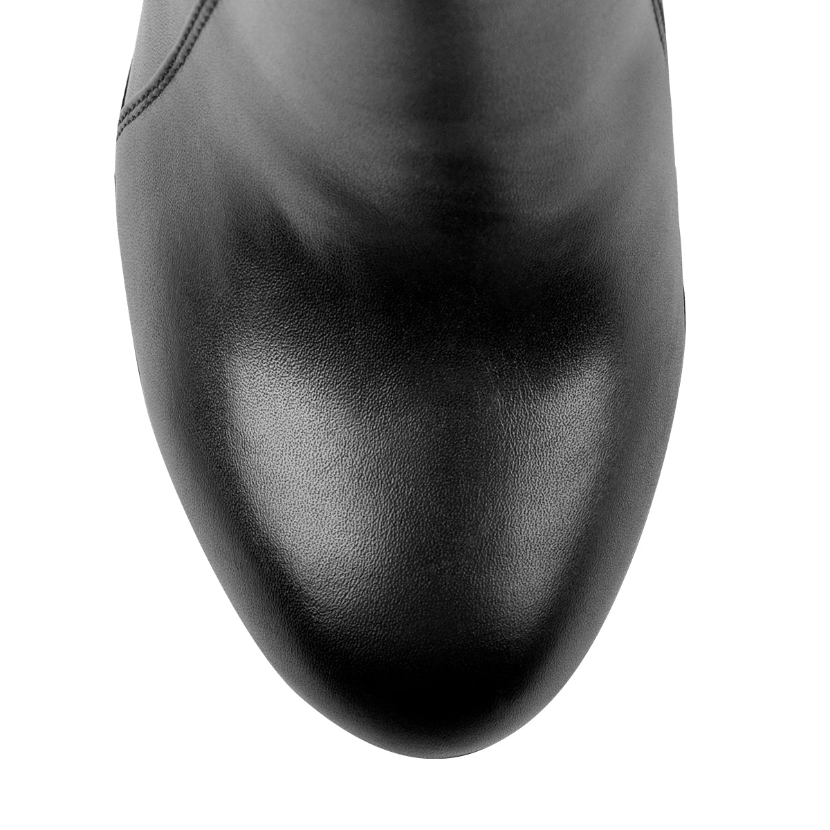 Round Toe Black Matte Leather Platform Chunky High Heel Ankle Boots
