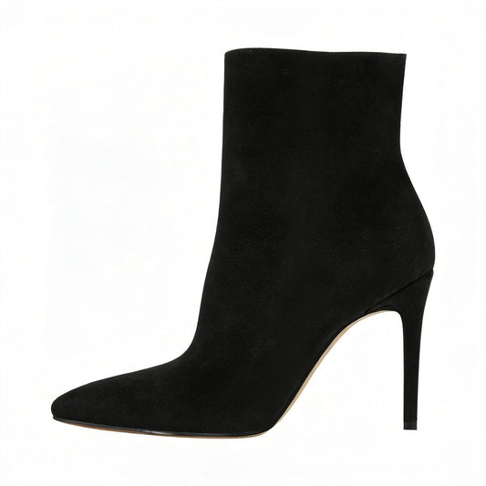 Suede Pointy Toe Stiletto High Heel Ankle Boots
