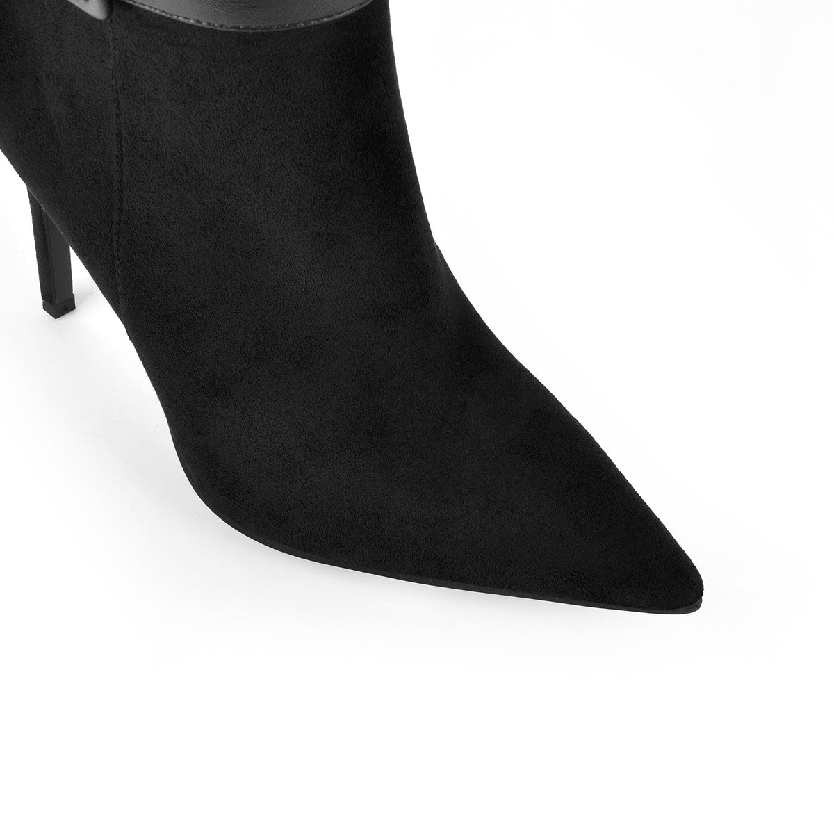 Suede Pointed Toe Buckle Strap Thigh High Boots
