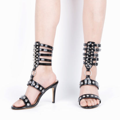 Round Toe Rivet Multi Buckle Straps Sandals