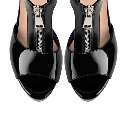 Platform Zipper Ankle Strap Stiletto Sandals