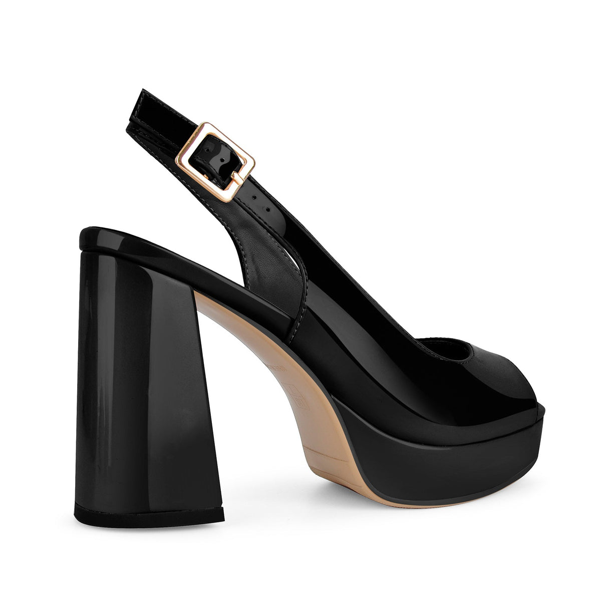 Peep Toe Platform Slingback Patent Pumps