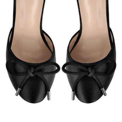 Bow Platform Ankle Lace-up Pumps