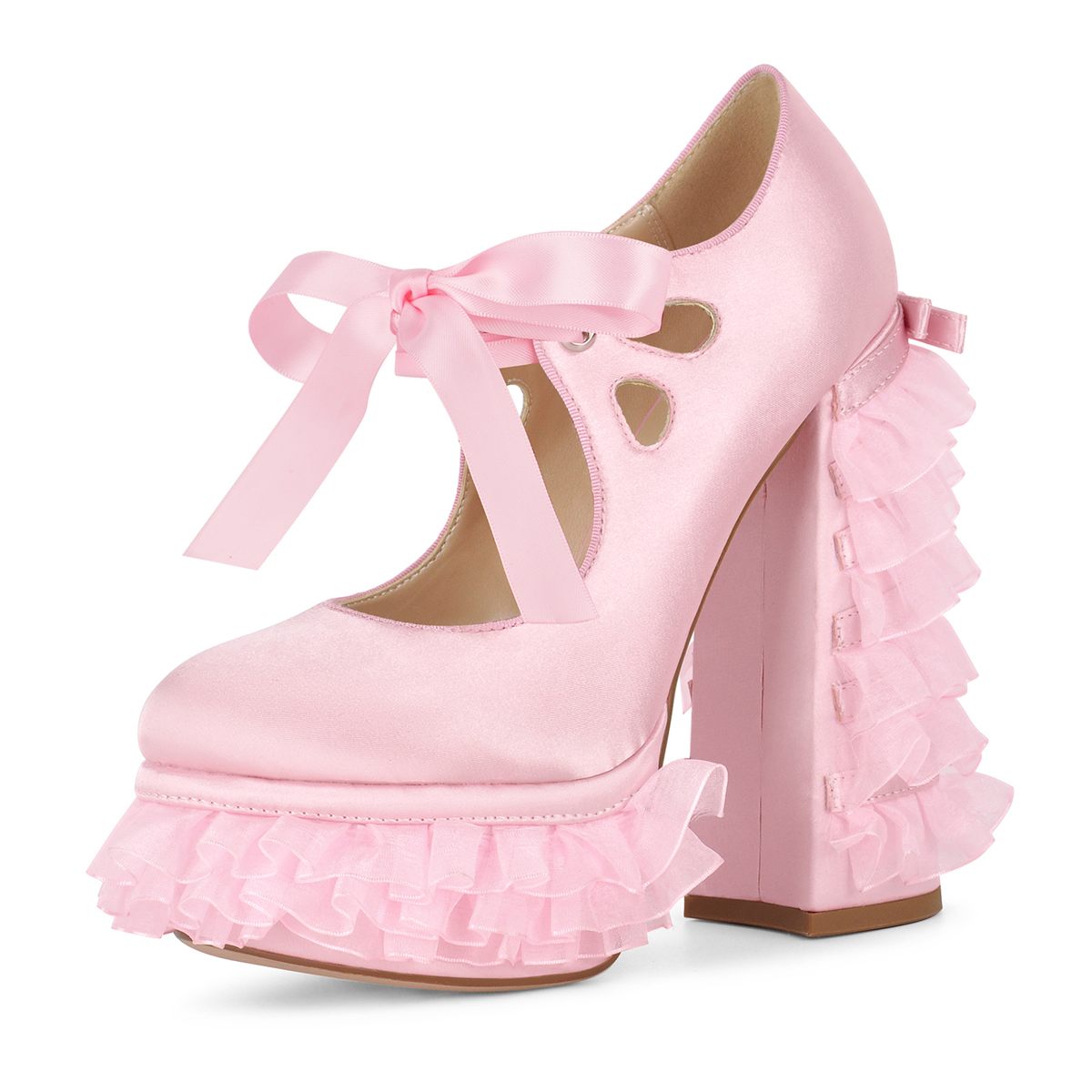 Lace Mesh Platform Mary Jane High Heels