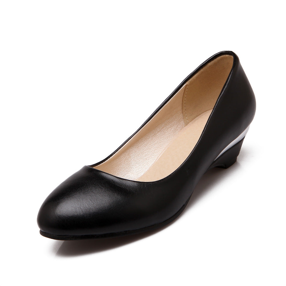 Round Toe Wedge Heel Daily Pumps