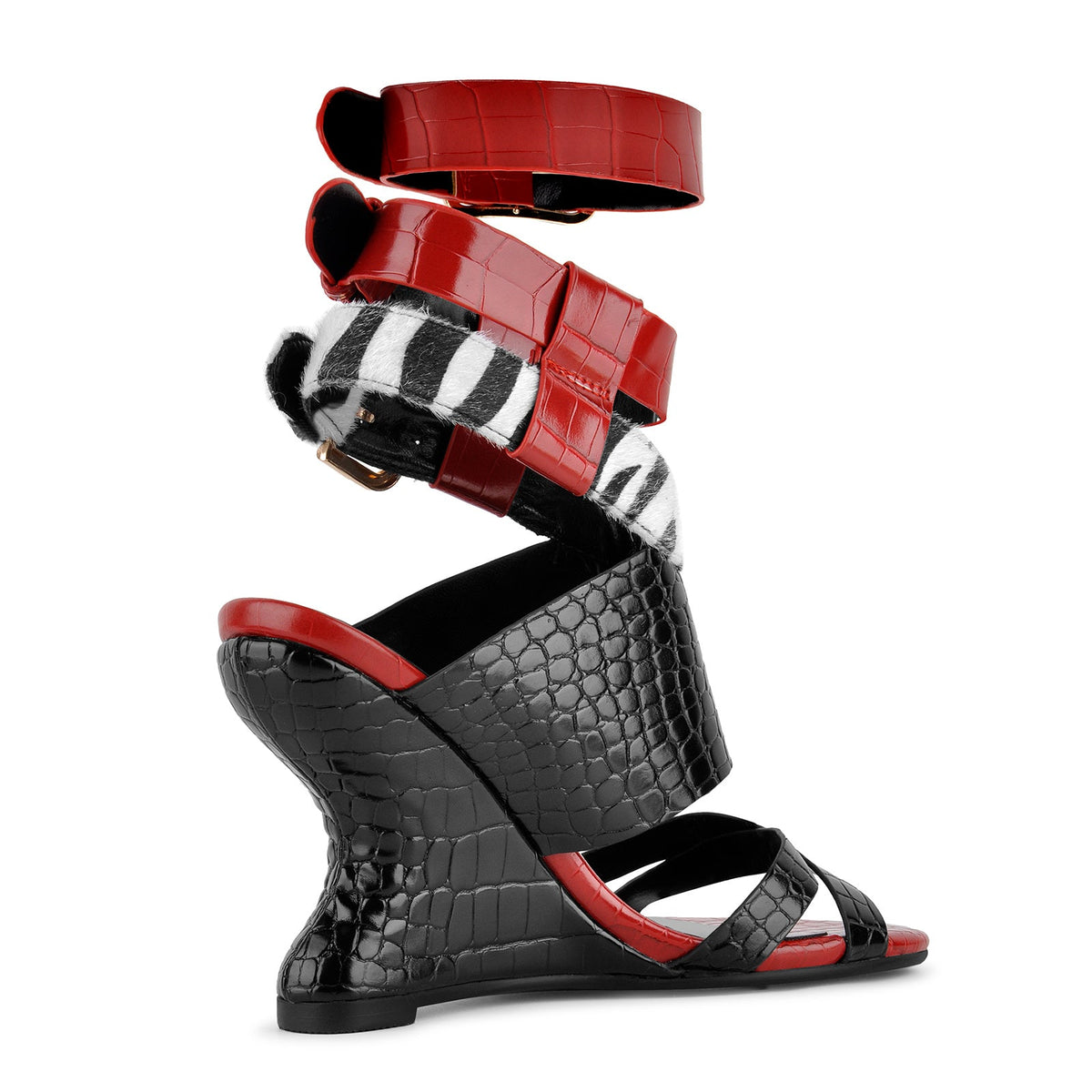 Stone Buckle Straps Wedge Heel Sandals