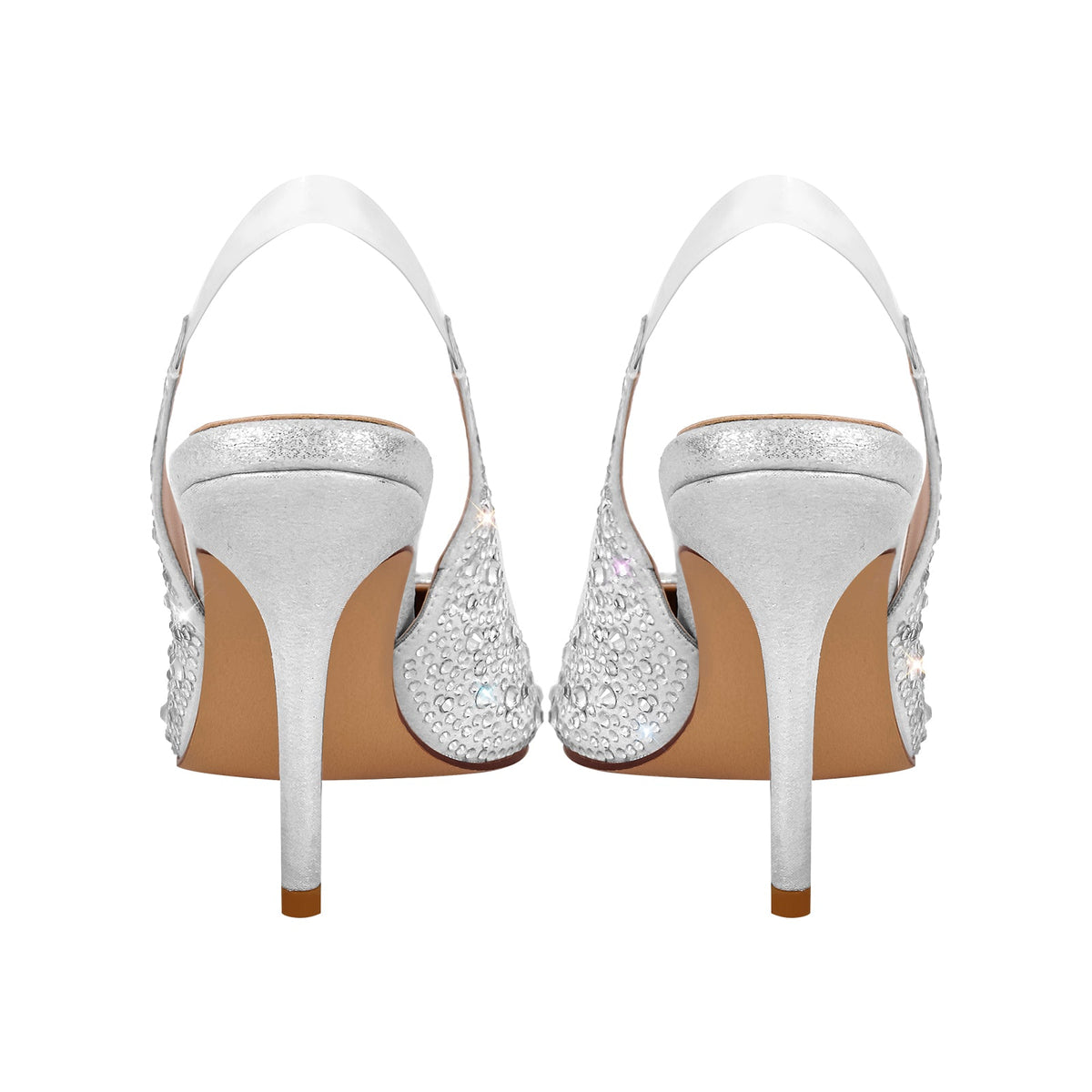 Rhinestone Pointed Toe Slingback High Heel Pumps