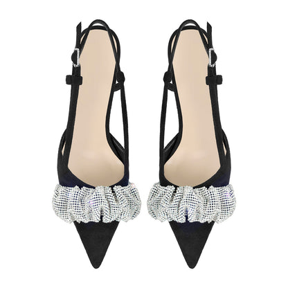 Rhinestone Pointed Toe Slingback Pumps