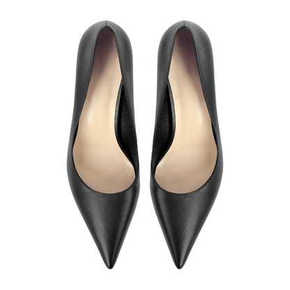 Black Slip on Mid Heel Pumps